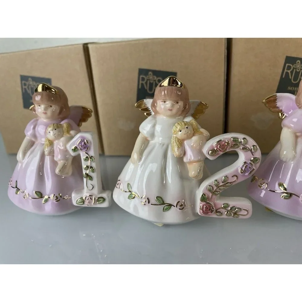 Lot of 4, Russ Berrie Just for You Birthday Angel Cake Topper Gift Age 1 2 3 & 4